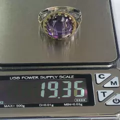 Men Ring 925 Silver Amethyst Gemstone خاتم اماتست صياغة ايراني