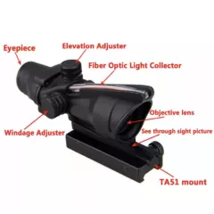 ACOG 4X32 Fiber Source Red Illuminated Scope Tactical Chevron Reticle US SHIP