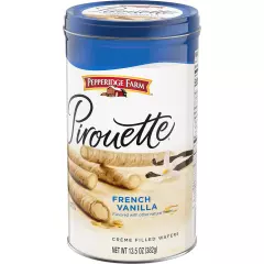 Pirouette Cookies, French Vanilla Flavored Crème Filled Wafers, 13.5 Oz Tin