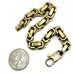 INOX Stainless Steel Byzantine Chain Bracelet Gold Tone Men & Women 8 1/4"