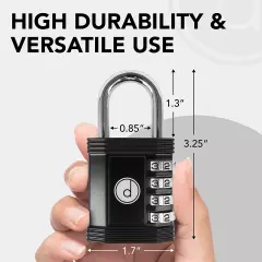 Padlock 4 Digit Combination Lock - for Gym School Locker, Outdoor Gate, Shed, Fe