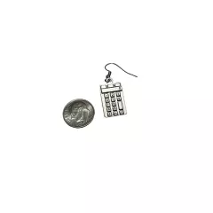 Retro Novelty Silver Drop Dangle Calculator Earrings