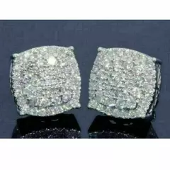 2Ct Round Cut Lab Created Diamond Cluster Stud Earrings 14K White Gold Finish