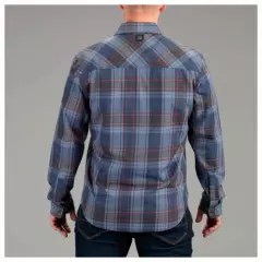 VORTEX Men's Trail Call Tech Flannel Blue Grey Long Sleeve Shirt (221-39-BGR)