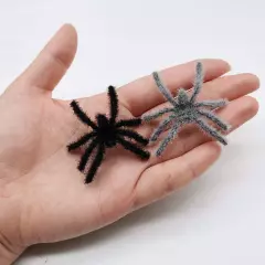 Black and Grey Realistic Hairy Small Plastic Fake Spiders Scary Joke Prank fo...