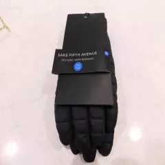 MENS GLOVES TECH GLOVES ONE SIZE BLACK WINTER GLOVES NWT SAKS FIFTH AVE.