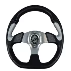 Silver Flat Bottom Deluxe Steering Wheel for STAR Classic Golf Cart