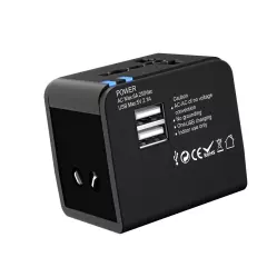 Universal Travel Adapter, International Power Plug Adapter with USB Ports，Black