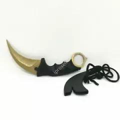 7.5" Karambit KnifeTactical SelfDefense Survival Fixed Blade+Sheath Gold Web