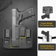 OWB Kydex Holster Fits Glock 19 19X 23 32 44 45 Adjustable Retention-Right Hand