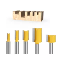 8mm Shank 5PCS Straight Router Bits Set 2Flutes Woodworking Cutter