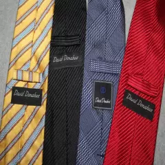 LOT of 4 DAVID DONAHUE Silk Ties Red Black Yellow and a Blue Plaid