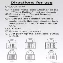 MIONI 10 Digit Push Button Combination Padlock, 5 Digit Locking Mechanism,Blu...