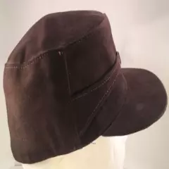 Vintage Brown Suede Cadet Style Hunting Hat Cap with Ear Flaps Size 7 1/8