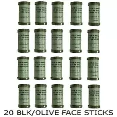 NATO Camouflage Paint Sticks- Package of 20 Black/Olive Face Sticks