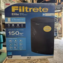 3M Filtrete Elite Room Air Purifier Medium Room Black 150 Sq Ft HEPA FAP-CO2-A2