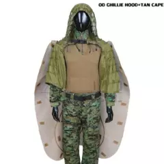 Cotton Tactical Sniper Ghillie Hood Back Cape Hunting Airsoft Paintball Military