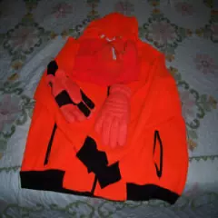 BLAZE ORANGE 2XL HUNTING JACKET GLOVES AND FULL MASK TYPE HAT