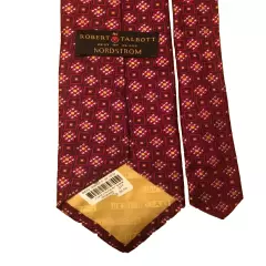 Robert Talbott Silk Tie Best Of Class NWT, Red Black Silver Yellow Geometric