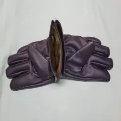 Purple Faux Leather and Fur Women's Gloves - NEW