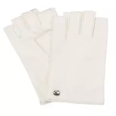 *MARIO PORTOLANO* White Nappa Leather Fingerless Gloves