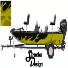 Yellow Graphic Pontoon Wrap Water Splash Fishing Abstract Bass Boat Decal Vinyl