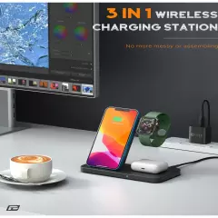 Pauchy 3 in 1 Wireless Charger, iPhone Charging Station, Charge iWatch, AirPods