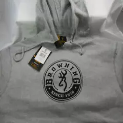 BROWNING HOODED SWEATSHIRT GRAY BUCKMARK HOODIE NWT