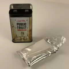 Archie McPhee Public Toilet Survival Kit Gag Gift Open Tin Sealed Contents in Ba