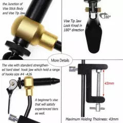 Classic Fly Tying Vise C-Clamp Brass Rotary Finisher Bobbin Thread Holder Set