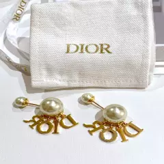 DIOR Tribales CD Crystal Charm Pearl Earrings