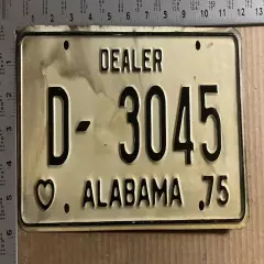 1975 Alabama dealer license plate D-3045 Ford Chevy Dodge 9970