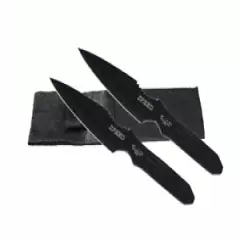 Set of 2 8.5" Shark Black Partial Serrated Blade Throwing Knife Thrower Sheath