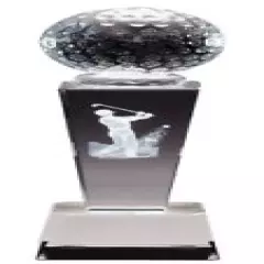 Crystal Glass Golf Trophy Award .Free engraving.