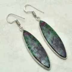 Ruby Zoisite Handmade Drop Dangle Earrings Jewelry Gift For Her 2.24" AE-54304