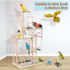 Birds Perch Playstand 4 Layers Large Breeds Medium Small Indoor Natural Pine