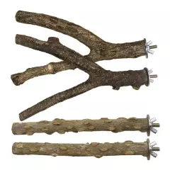 4 PCS Natural Wood Bird Perch Stand, Hanging Multi Branch Perch for P Z4Y6 C7X2