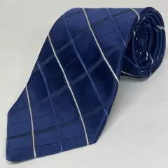 DKNY Blue 100% Silk Men’s Neck Tie Geometric Classic Adult Size Made In USA S66