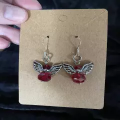 Red Bead Angel Earrings