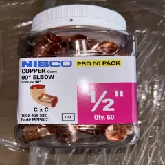 1/2 in. NIBCO Copper 90-Degree Elbow Fitting (50/Jar) - pack of 50