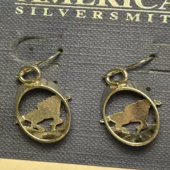 American Silversmiths Silver Tone Horse & Jockey Dangling Pierced Earrings