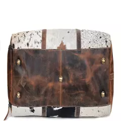 CLA Myra Bag Cinnamon Traveller Hair On Duffle Upcycled Genuine Cowhide Leather