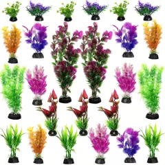 25 Pack Aquarium Plants, Fish Tank Decoration Colorful Artificial Fish Tank for