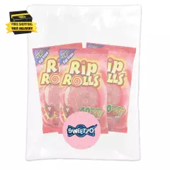 Rip Rolls Sugar Coated Strawberry Candies, Assorted Fruit Flavor Fat Free Red Li