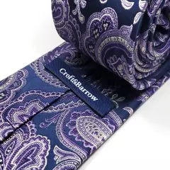 CROFT & BARROW Handmade 100% Silk Tie Men's Navy Blue Purple Paisley Necktie NEW