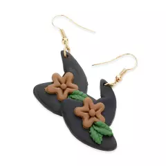 Black Polymer Clay Witch Hat Dangle Earrings