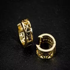 Men's Hoop Earrings 14K Yellow Gold Plated 2.00Ct Round Cut Real Moissanite