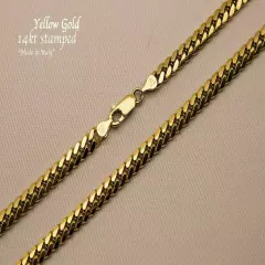 14k Solid Yellow Gold Miami Cuban Link Chain Necklace 5mm Size 7"-30"