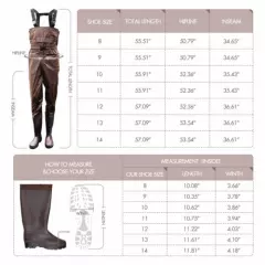 US 14 Size Hunting Fishing Chest Wader Waterproof Nynon Rubber Boot Foot 2-Ply