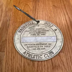 Nashville Golf & Athletic Club Bag Tag | 1982 Davidson Equipment Invitational